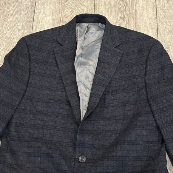 Michael Kors Blazer Mens 42L Gray Blue Plaid Sport Coat Jacket - Picture 1 of 4